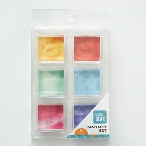 Pen+Gear Glass Refrigerator Magnets Unisex 6 Count Multicolor New Tie-Dye Set